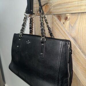 Kate Spade Black Leather Shoulder Bag with Chain Straps